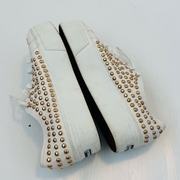 Superga Women's White and Gold Studded Sneakers platform - Picture 2 of 7